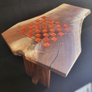 Handmade Live Edge Walnut Chess Table