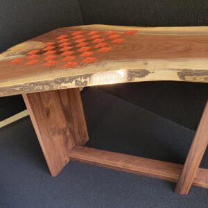 Handmade Live Edge Walnut Chess Table