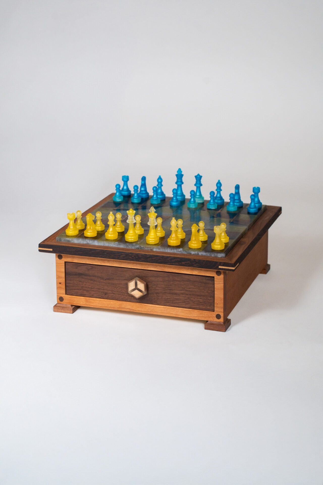 Walnut & Cherry Chess Box with Resin Inlay Top