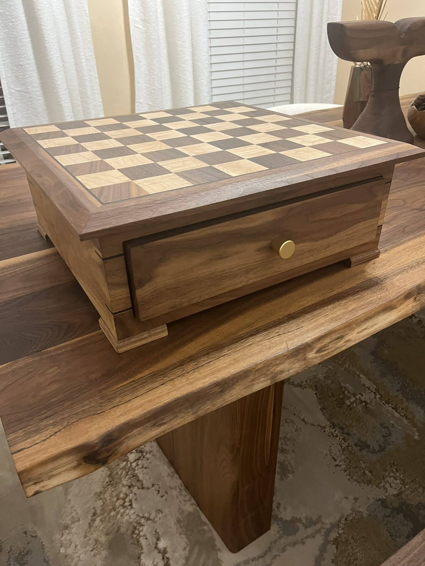 Walnut & Maple Chess Box with Customizable Interior