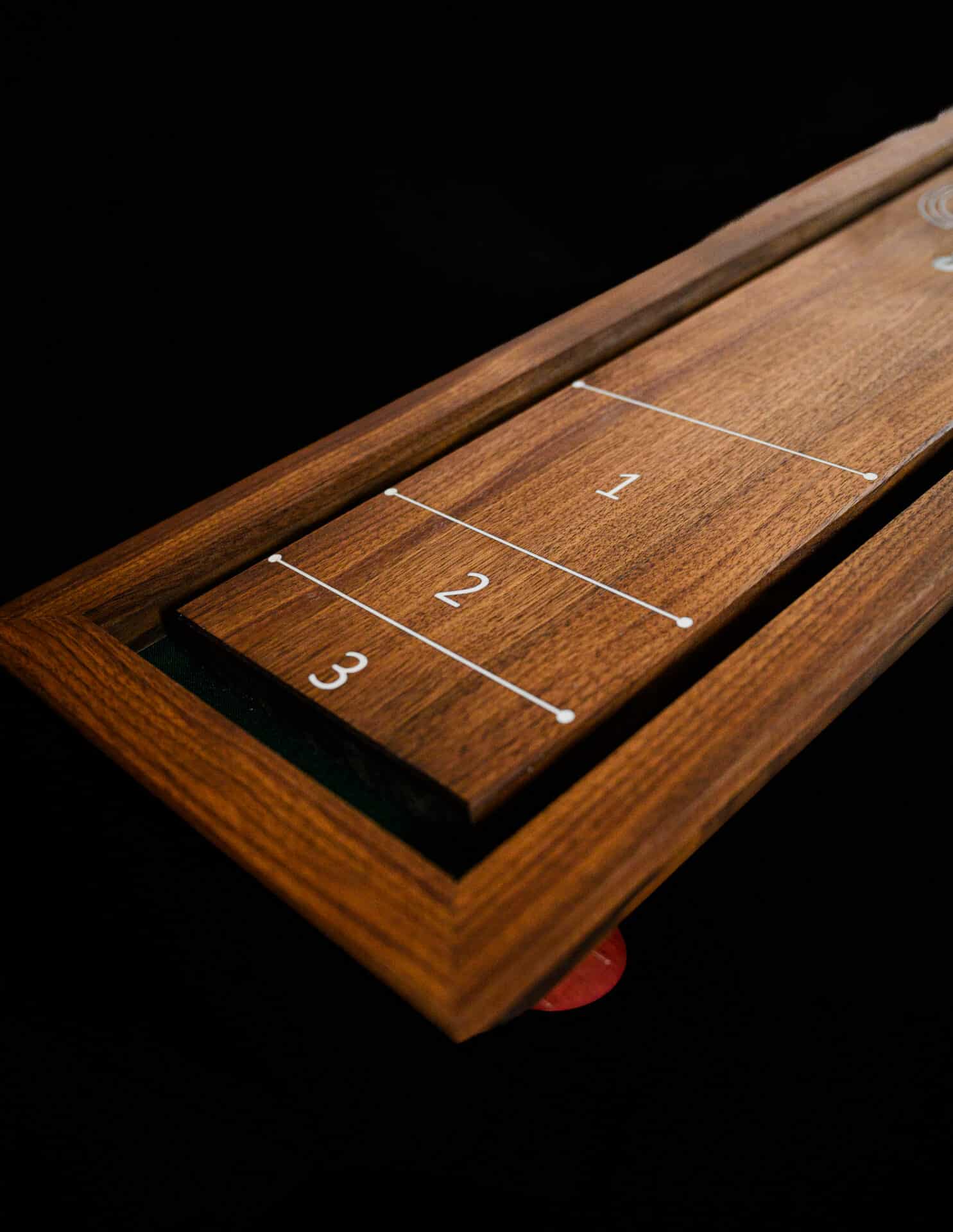 Walnut Shuffleboard with White Resin Inlay