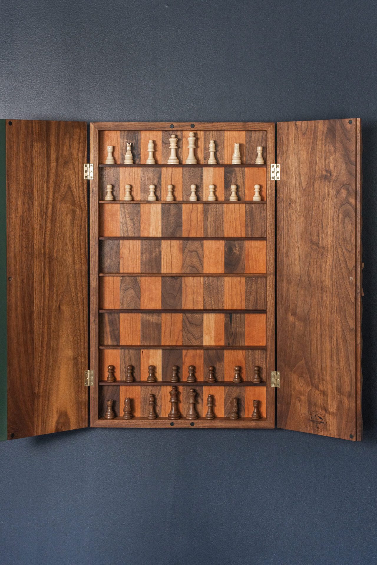 Walnut Carved Vertical Chess Cabinet