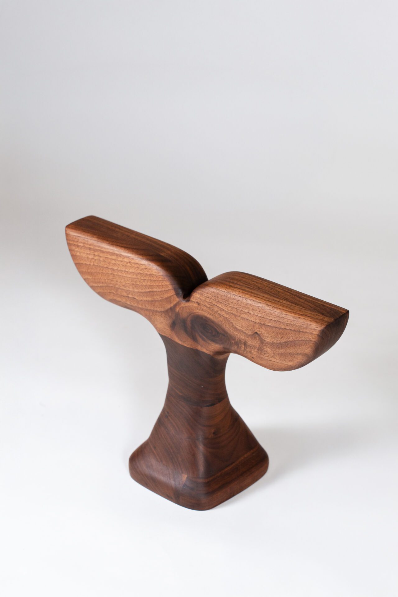 Handcrafted Walnut Whale Tail Sculpture