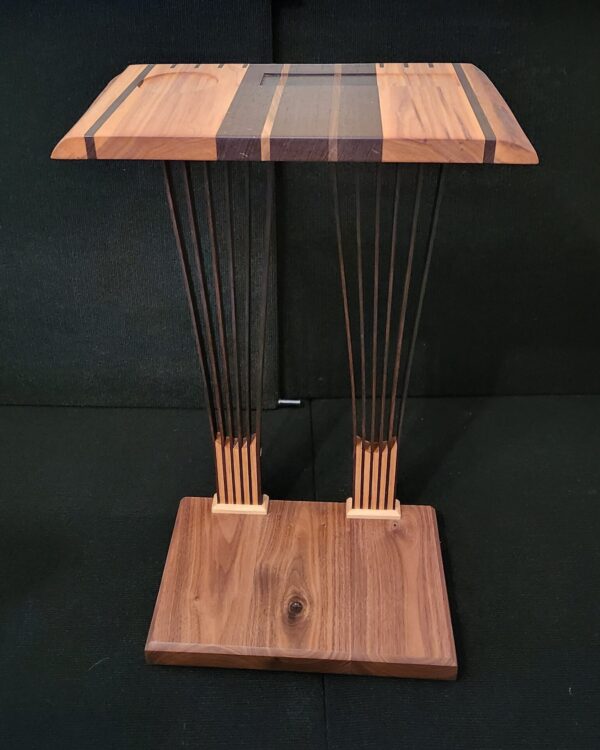 Walnut & Wenge Modern C-Shaped Side Table