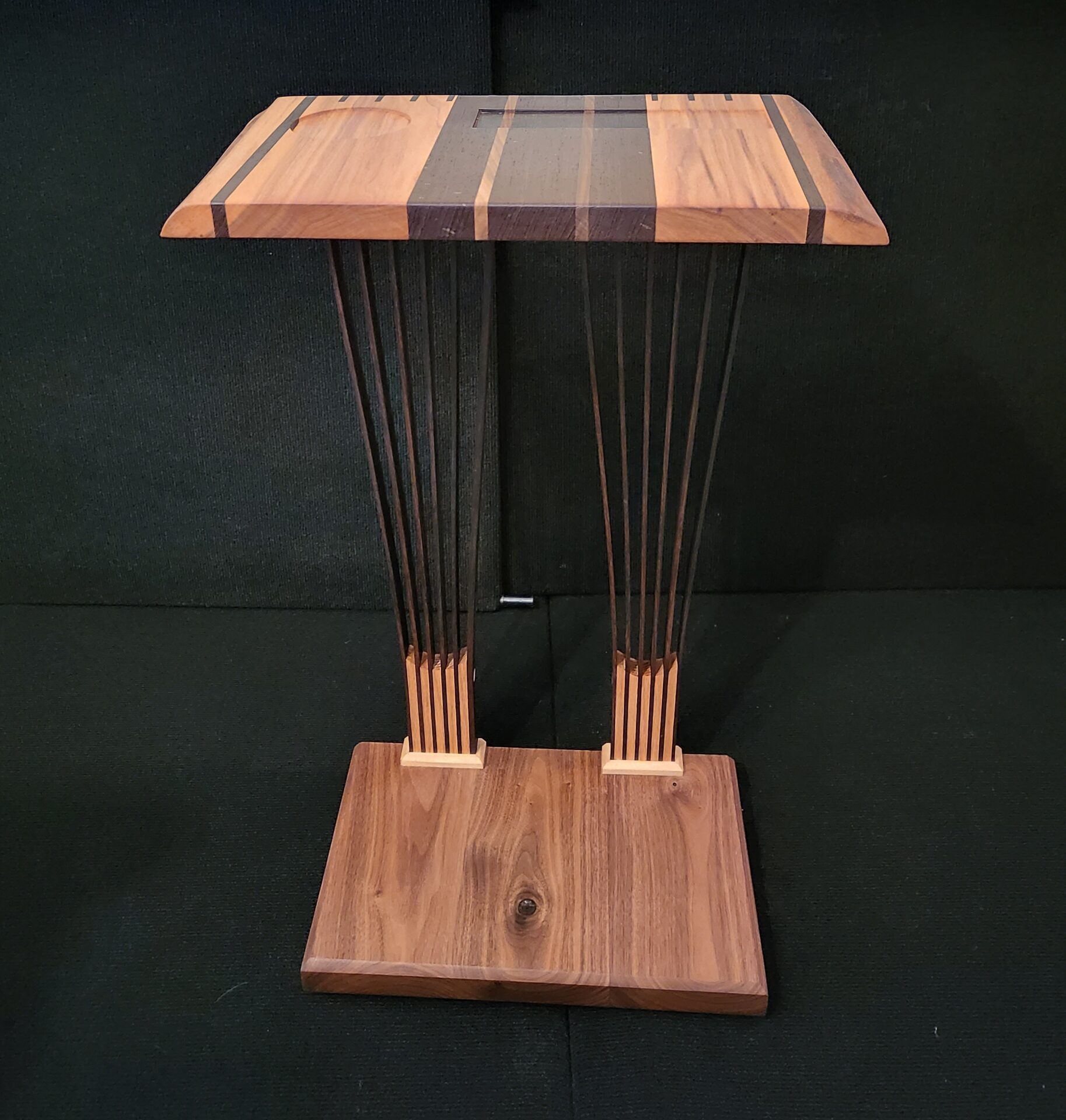 Walnut & Wenge Modern C-Shaped Side Table