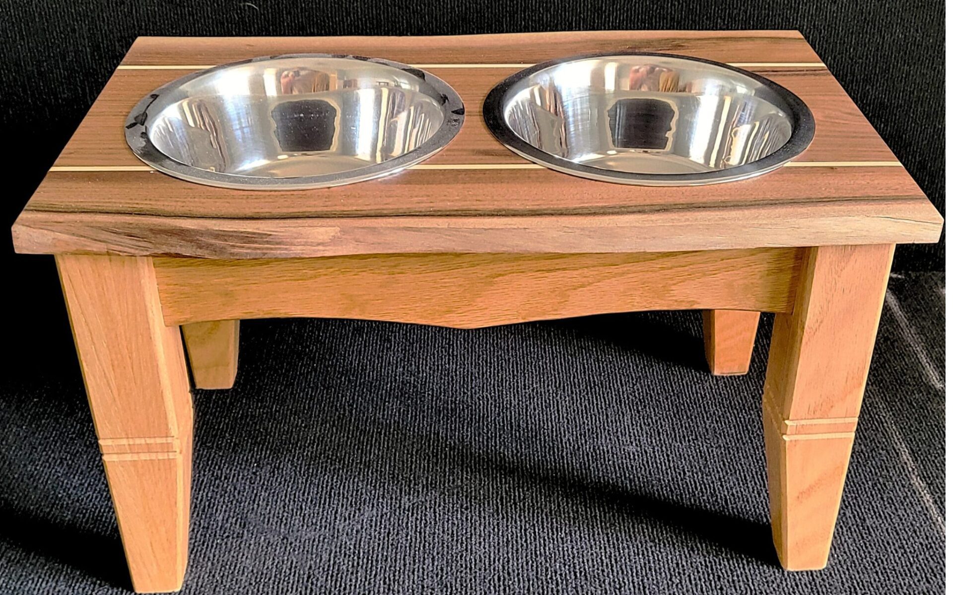 Handcrafted Elevated Pet Feeder – Walnut & Red Oak