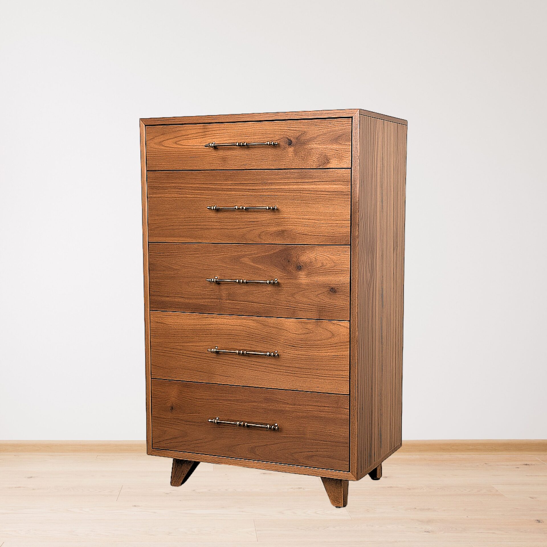 Modern Solid Walnut Dressers with Brass Hardware