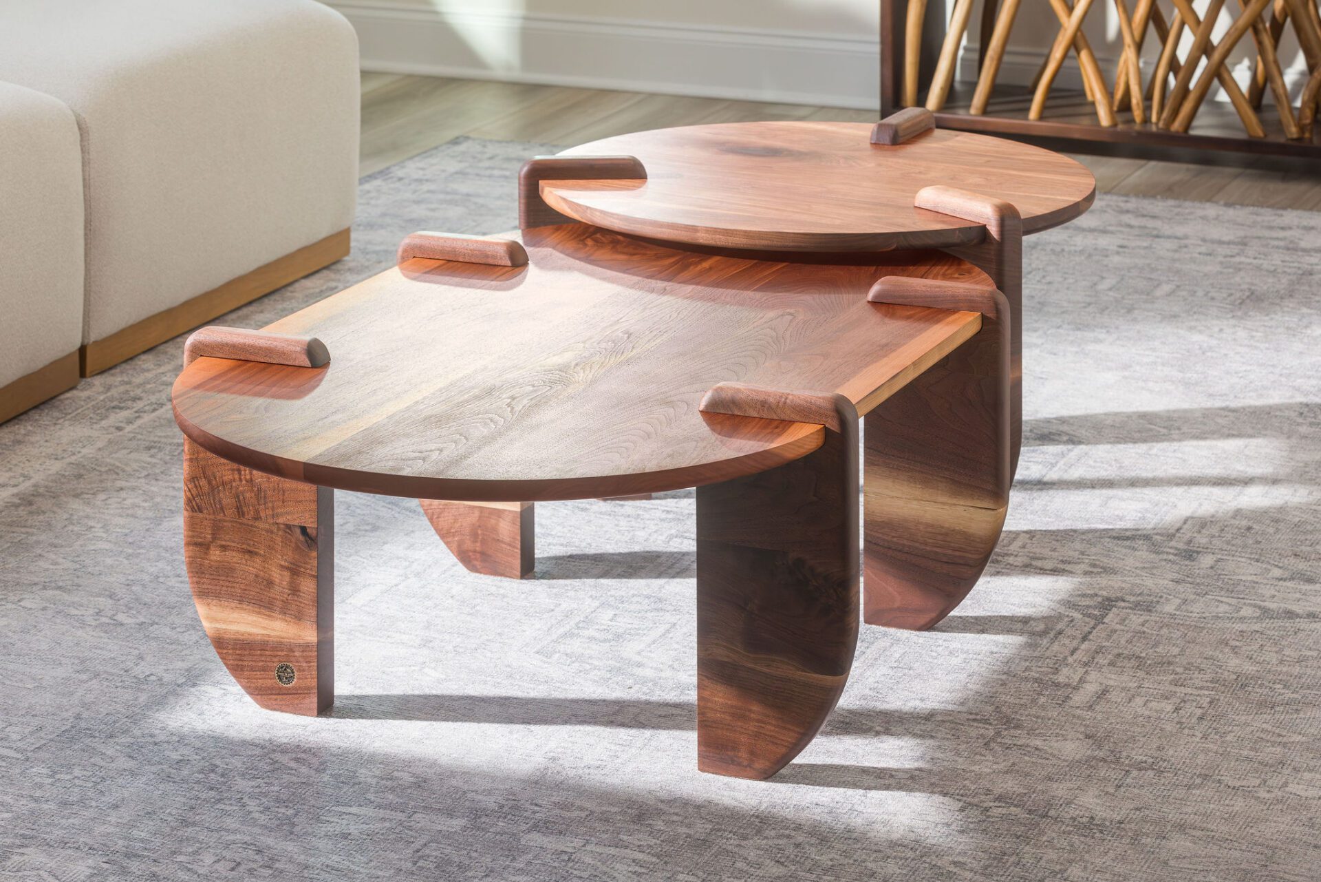 Sculptural Walnut Coffee Table