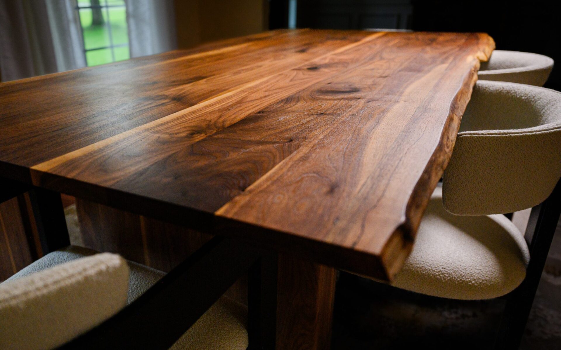 Modern Live-Edge Walnut Dining Table