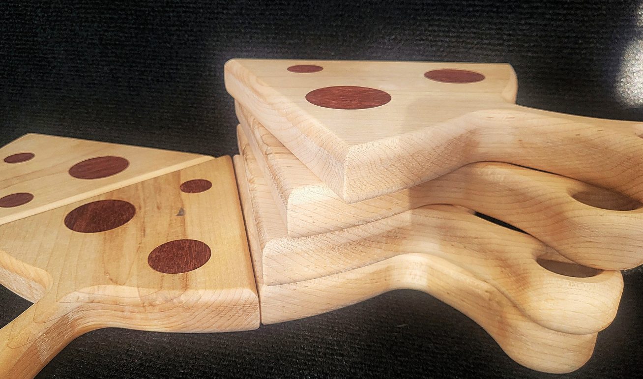 Pizza Slice Cutting Boards – Maple & Padauk Inlay