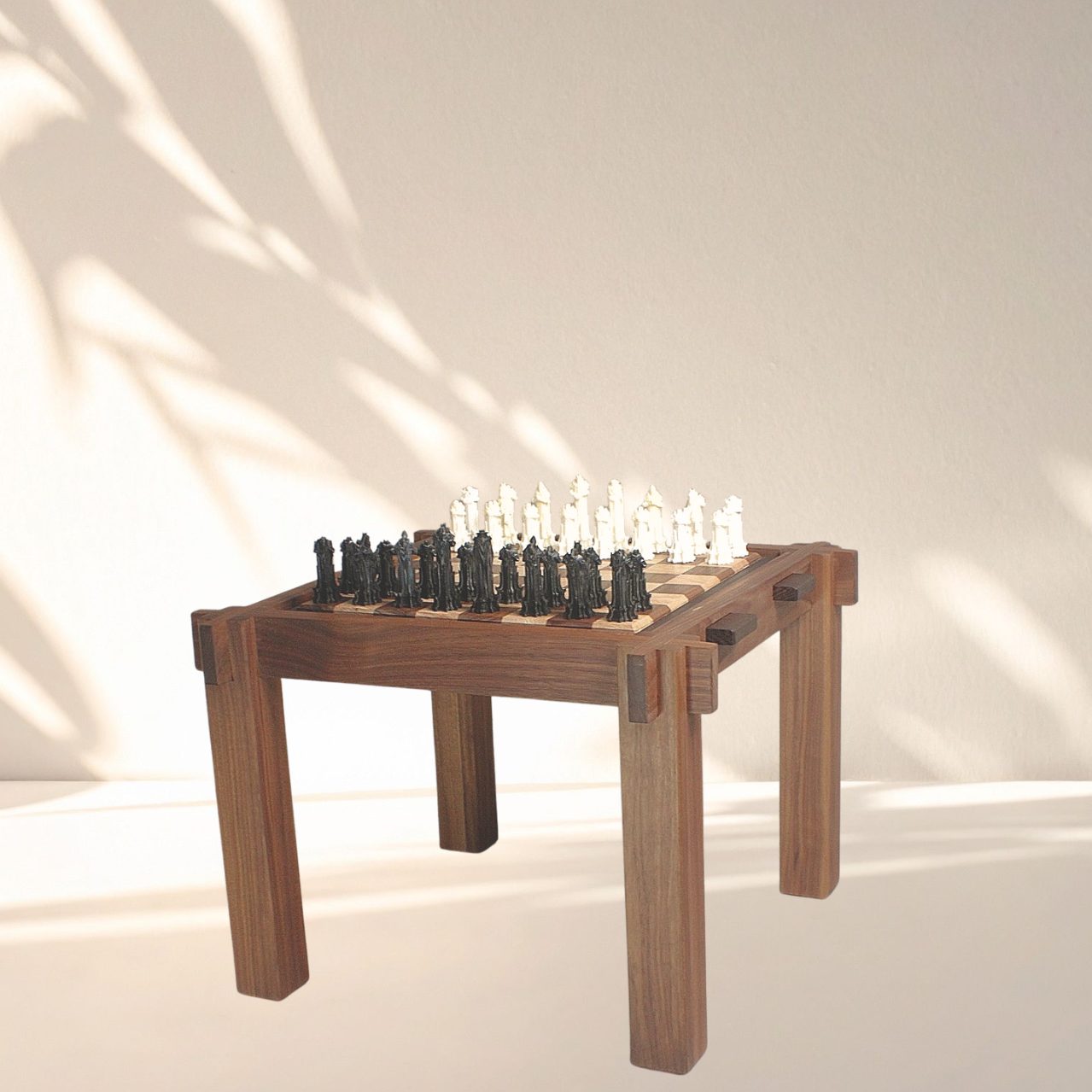 Walnut Chess Table with Reversible Top