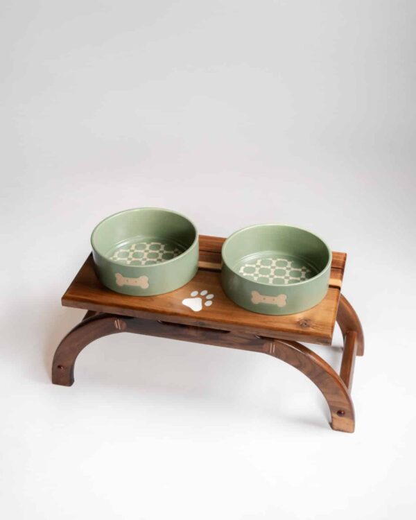 Handmade walnut elevated dog bowl stand