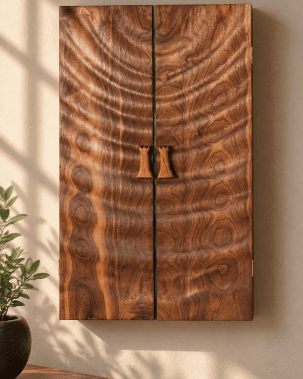 Handcrafted walnut chessboard with folding solid wood design