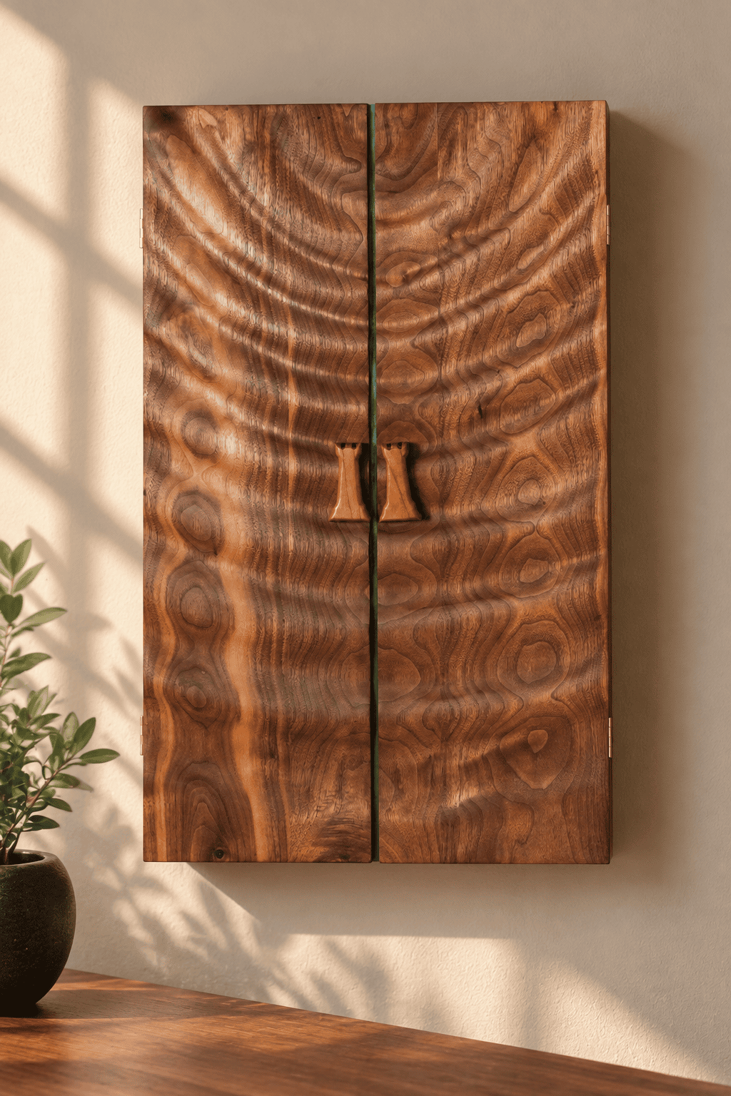 Handcrafted walnut chessboard with folding solid wood design
