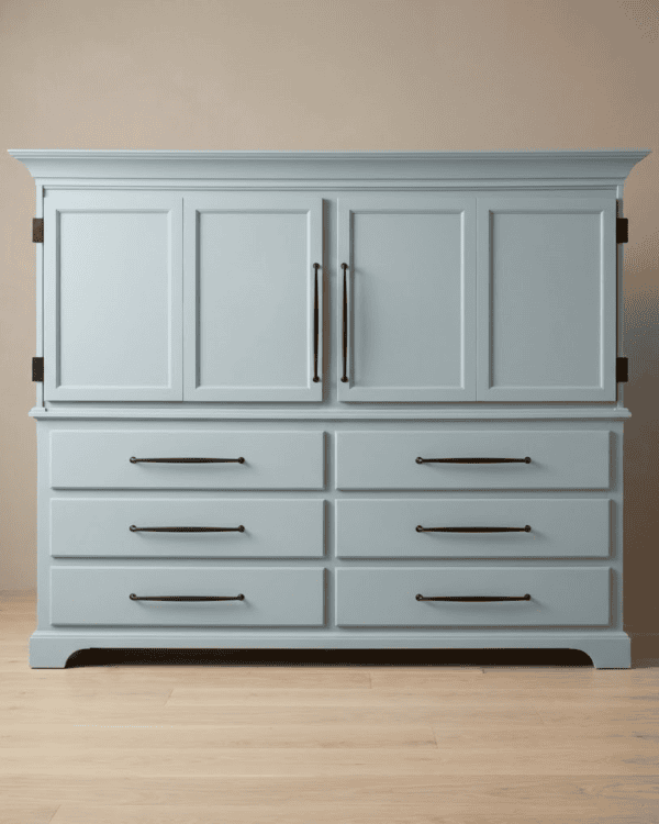 Custom blue wardrobe front view