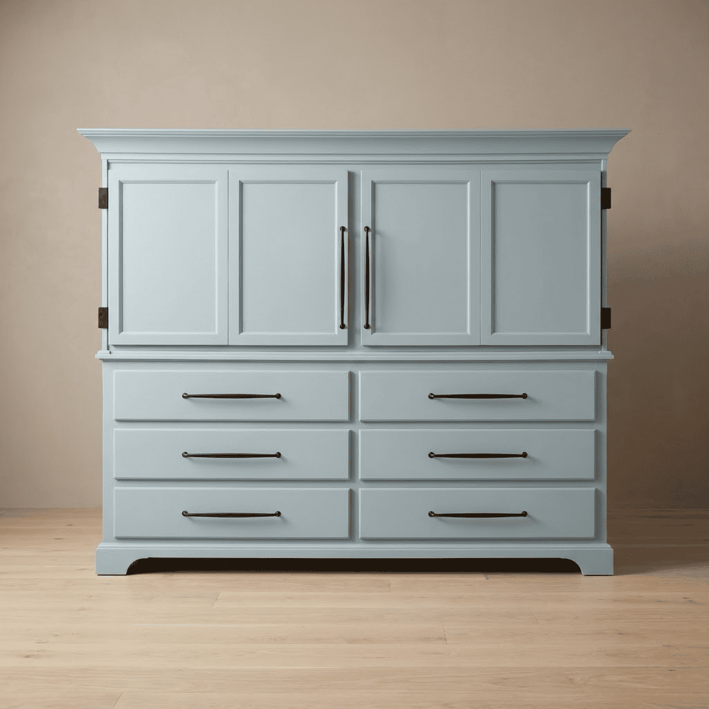 Custom blue wardrobe front view